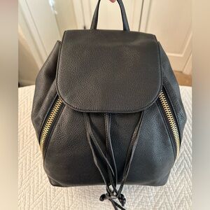 Rebecca Minkoff Brynn Black Leather Backpack with Gold Zippers